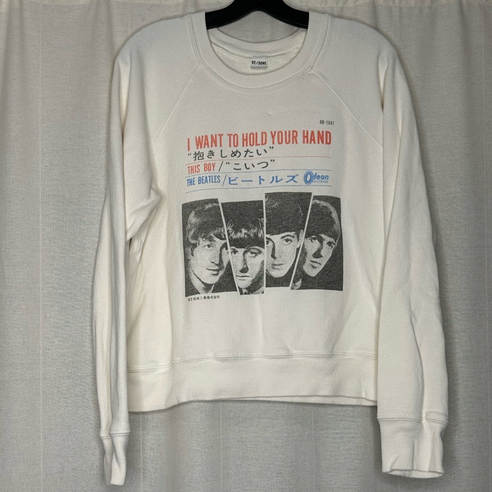 Re/Done Women’s Classic Raglan Crewneck Hold Your Hand Size Large - Picture 2 of 5